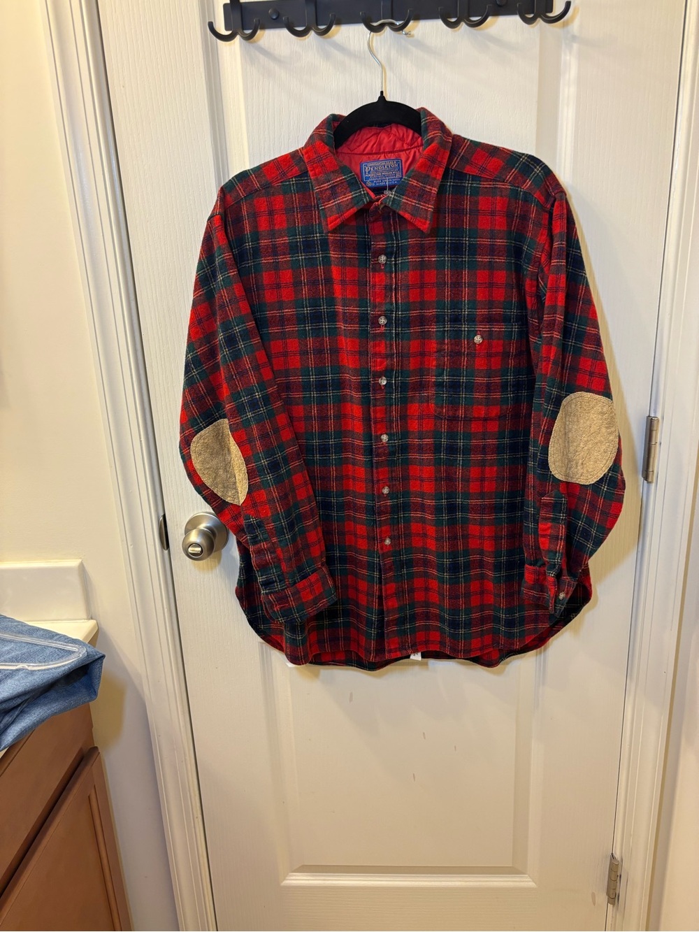 Vintage Pendleton Wool Shirt XL Mac Lean Tartan Plaid USA Suede Elbow Patches